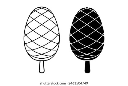 outline silhouette pine cone icon set isolated on white bacckground