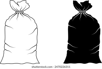 outline silhouette plastic garbage bag icon set