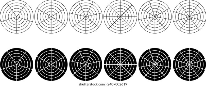 outline silhouette polar grid set