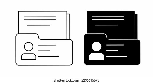 outline silhouette portfolio icon set isolated on white background