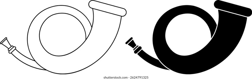 outline silhouette Post horn icon set