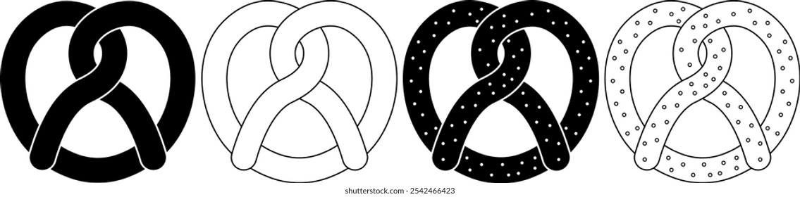 Umrisssilhouette Pretzel-Icon-Set