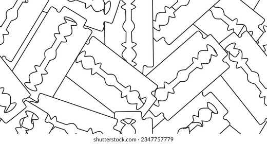 outline silhouette razor blade seamless pattern