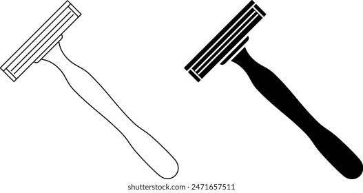 outline silhouette razor icon set