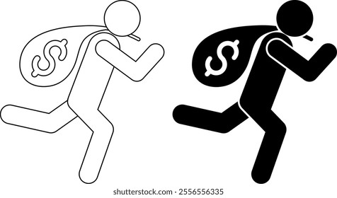 outline silhouette robbery icon set