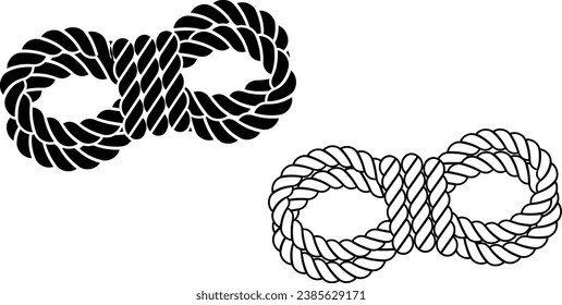 outline silhouette roll of rope icon set