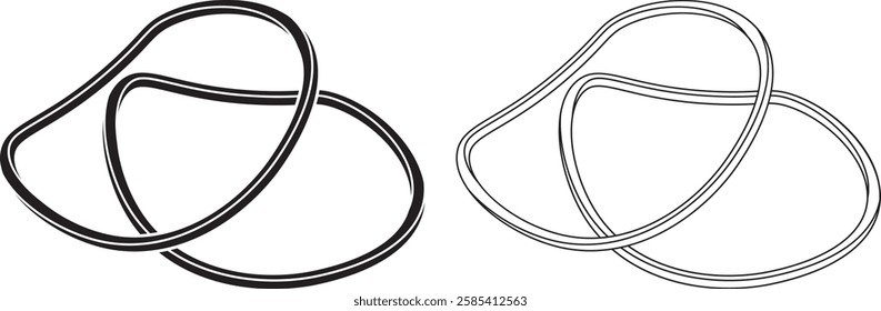 outline silhouette rubber band icon set