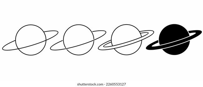 conjunto de iconos de saturación de silueta de esquema aislado en fondo blanco