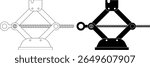 outline silhouette Scissor jack icon set