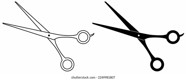 Umriss-Silhouettenschere Symbol einzeln auf weißem Hintergrund