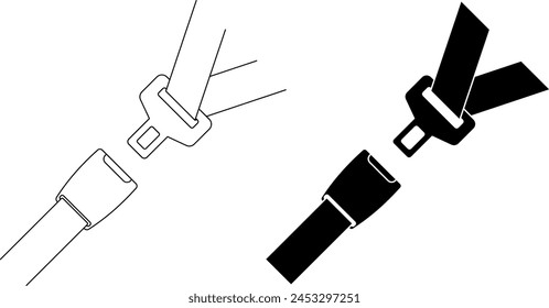 outline silhouette Seat belt icon set