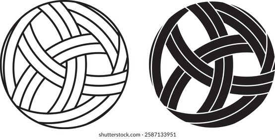 outline silhouette sepak takraw ball icon set