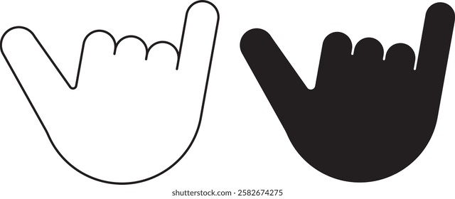 outline silhouette Shaka sign set