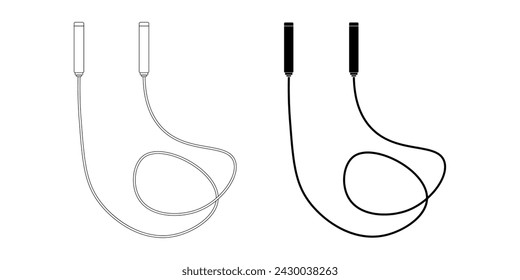 outline silhouette skipping rope icon set isolated on white background