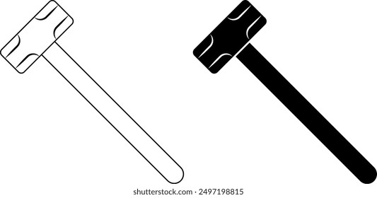 outline silhouette Sledgehammer icon set