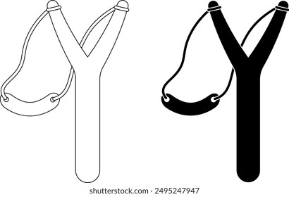 outline silhouette slingshot icon set