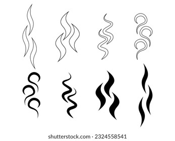 outline silhouette smoke puff icon set