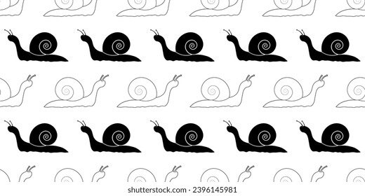 outline silhouette snail seamless pattern
