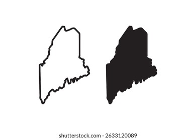 Outline and silhouette of the state of maine.