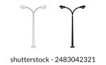 outline silhouette Street light icon set