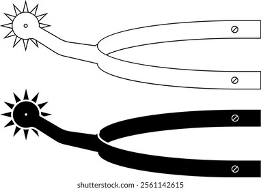 outline silhouette Swan neck rowel icon set