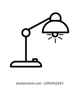 outline silhouette table lamp icon set isolated on white background