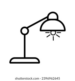 outline silhouette table lamp icon set isolated on white background