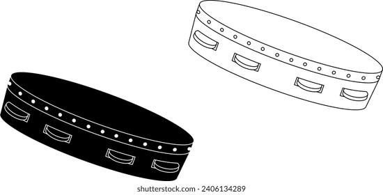 outline silhouette tambourine icon set