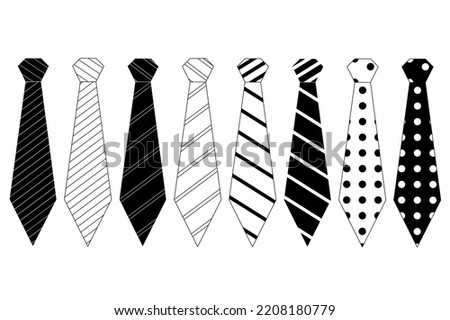 outline Silhouette tie icon set isolated on white background