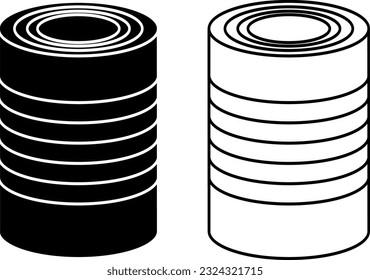 outline silhouette tin can icon set