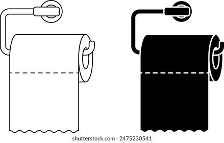 outline silhouette toilet paper dispenser icon set