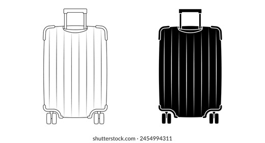 outline silhouette travel bag icon set isolated on white background