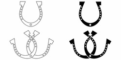 Outline Silhouette Two Connected Horseshoes Logo Icon