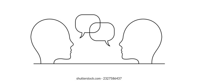 Esbozo de dos personas que hablan. Ilustración vectorial minimalista.	