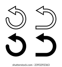 conjunto de iconos de deshacer de silueta de contorno aislado en fondo blanco