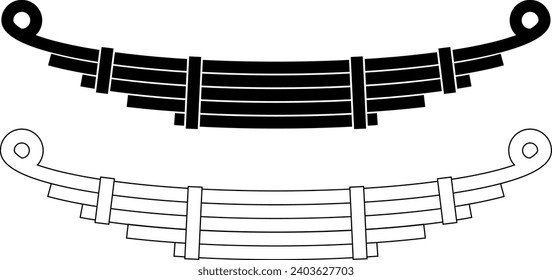 outline silhouette vehicle leaf spring icon set