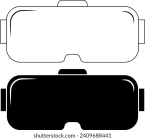 outline silhouette Virtual reality vr glasses icon set