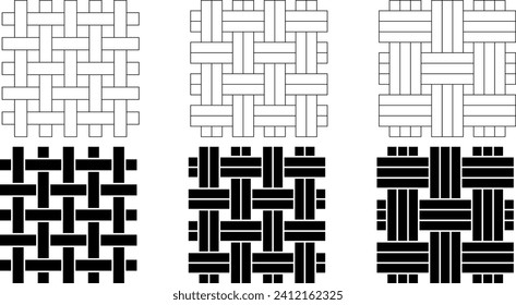 outline silhouette Weave fabric icon set