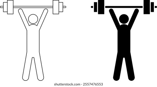 outline silhouette weightlifting icon set