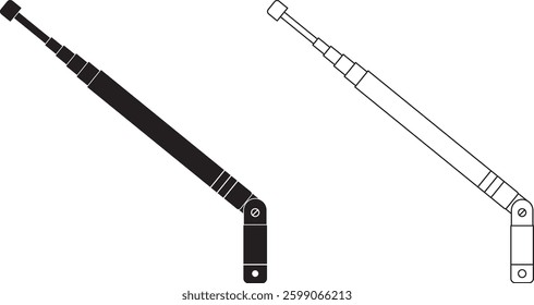outline silhouette Whip antenna icon set