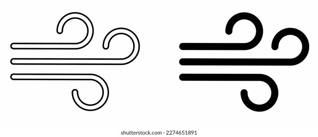 conjunto de iconos de viento de silueta de contorno aislado en fondo blanco