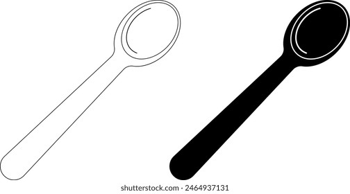 outline silhouette wooden spoon icon set