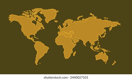 Outline silhouette of a world map. Pacific Ocean, Geographic map, World map, Globe. Vector