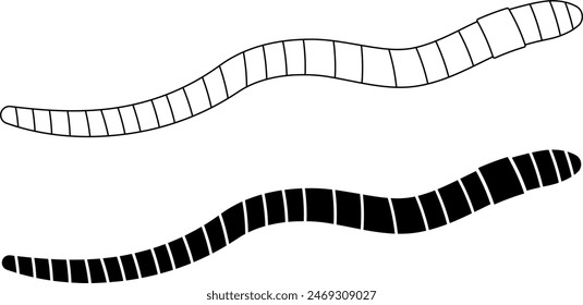 outline silhouette worm icon set