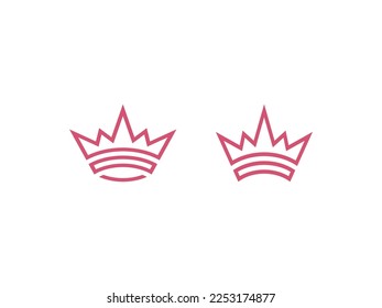 Outline silhouettes Crown Icon set on White Background