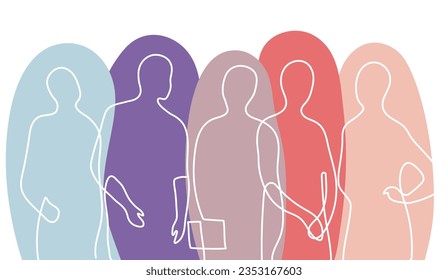 Outline silhouettes of a group of people