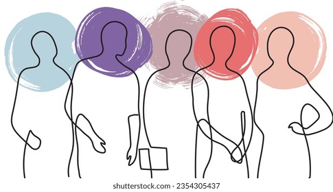 Outline silhouettes of a group of people