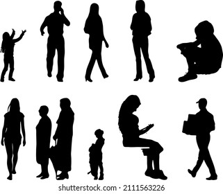 Outline Silhouettes People Contour Drawing People Stock Vector (Royalty ...