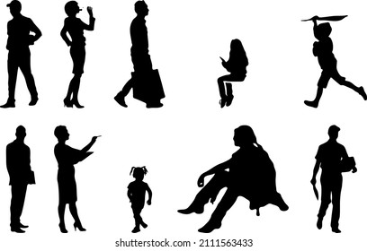 Outline Silhouettes People Contour Drawing People Stock Vector (Royalty ...