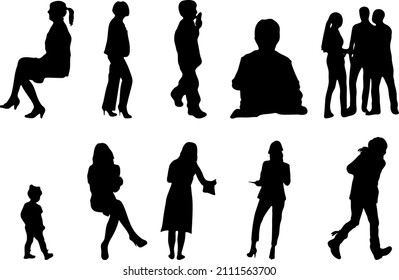 Outline Silhouettes People Contour Drawing People Stock Vector (Royalty ...